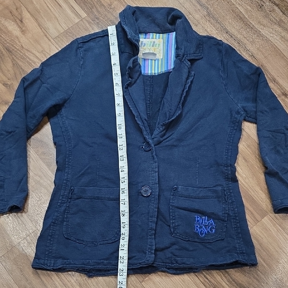 BILLABONG KNIT NAVY BLAZER WITH FRONT POCKETS SIZE LARGE - Picture 12 of 13